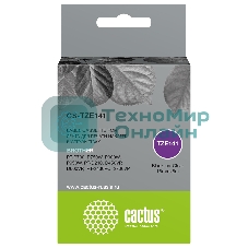 Картридж ленточный Cactus CS-TZE141 TZe-141 черный на прозрачном 18x8 для Brother PT-P700, P750W, P900W, P950W, PT-D210, D450VP, D600VP, PT-2430PC, 2700VP
