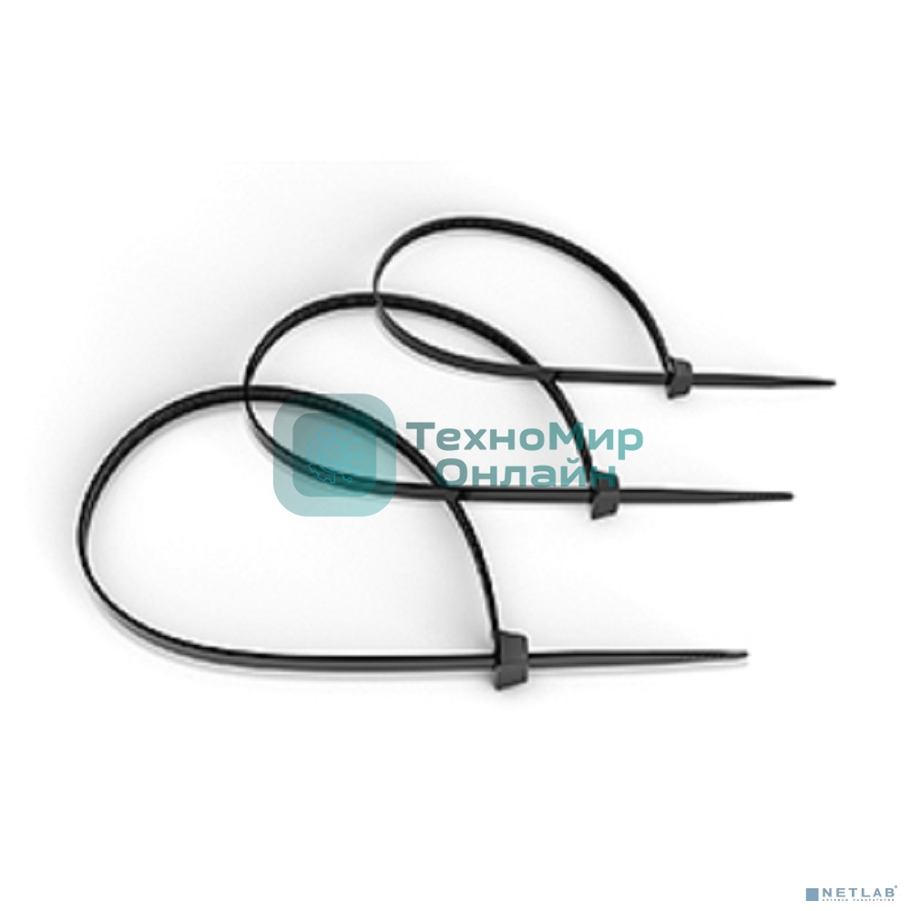 Стяжка кабельная Cabeus, неоткрывающаяся, 3,6 мм Ш, 250 мм Д, 100 шт, нейлон устойчивый к uv, черный