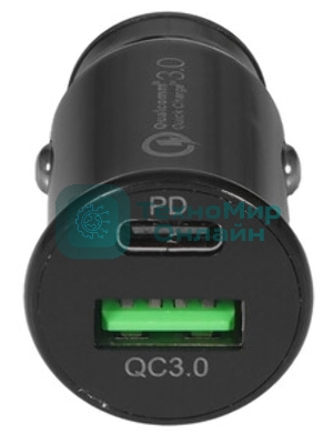 Автомобильное зарядное устройство Cablexpert MP3A-UC-CAR23, 20Вт, быстрая зарядка QC3.0/PD, 2 порта: USB и Type-C