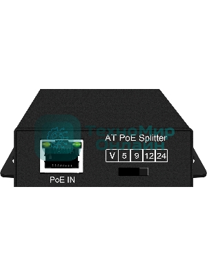 PoE-сплиттер Gigabit Ethernet с функцией выбора напряжения на 5/9/12/18V. Соответствует стандартам PoE IEEE 802.3af/at. Предназначен для питания оконечных сетевых устройств, не поддерживающих PoE. Порты: вх. - RJ45(10/100/1000 Base-T, IEEE 802.3af/at), вых. - RJ45(10/100/1000 Base-T)/штекер (DC5V(3А), 9V(2,5A), 12V(2A), 18V(1,6A). Переключатель выходного напряжения. Размеры (ШxВxГ), 73x30x78мм. Рабочая температура 0 ... +40°C.