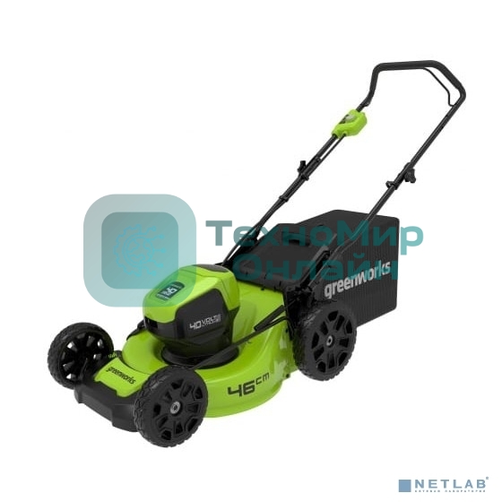Газонокосилка аккумуляторная GreenWorks GD40LM46HPk4, 40V, 46 см, бесщеточная, c 1хАКБ 4 Ач и ЗУ (2514407UB)