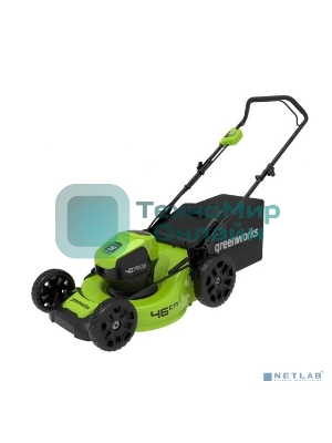 Газонокосилка аккумуляторная GreenWorks GD40LM46HPk4, 40V, 46 см, бесщеточная, c 1хАКБ 4 Ач и ЗУ (2514407UB)