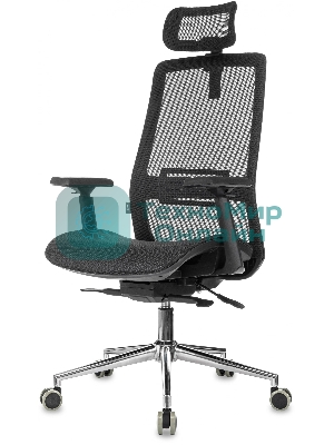 Кресло руководителя Бюрократ MC-912-H черный, сетка с подголов. крестов. металл хром