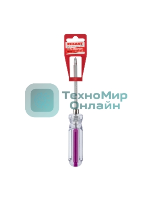 Отверткакомбинированная Rexant, прозрачная рукоятка, двухсторонний стержень 120 мм (крестовая PH 2, шлицевая SL 6 мм)