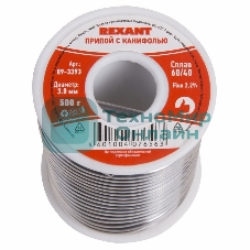 Припой с канифолью Rexant, 500 г, Ø3.0 мм, (олово 60%, свинец 40%), катушка