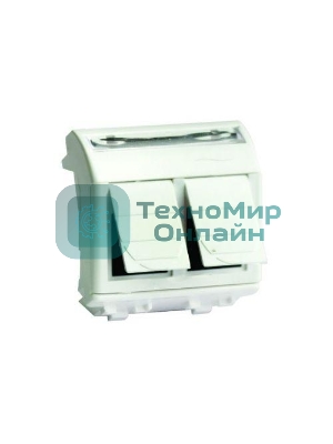 Ком.роз. двойная R J 45 кат.5e, Brava, белая, 2мод