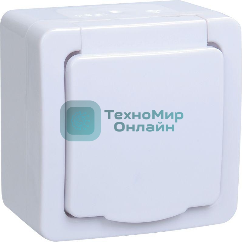 Розетка одноместная IEK ERMP12-K01-16-54-EC РСб20-3-ГПБб роз.1м с з/к о/у IP54 (цвет крышки:белый) ГЕРМЕС PLUS