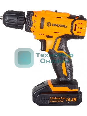Дрель-шуруповерт Вихрь ДА-14Л-2KА, 14,4 В, 2 Ач, 30 Нм, щеточный