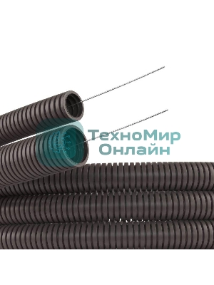 Труба гофрированная ПА d29 мм с протяж. сер. (уп. 25 м) ДКС PA612935F0