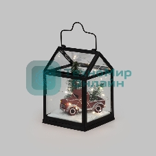 Декоративный фонарь Neon-night 513-040 с машиной, черный корпус, размер 14х14х21 см, теплый белый, питание 2хАА (не в комплекте)