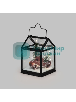 Декоративный фонарь Neon-night 513-040 с машиной, черный корпус, размер 14х14х21 см, теплый белый, питание 2хАА (не в комплекте)