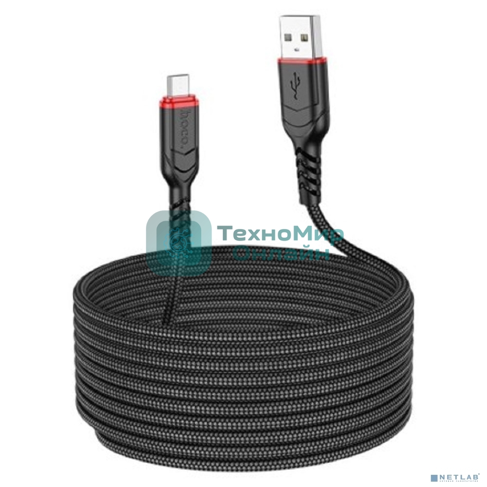 Кабель HOCO X59/USB кабель Micro/3m/2.4A/Нейлон/черный