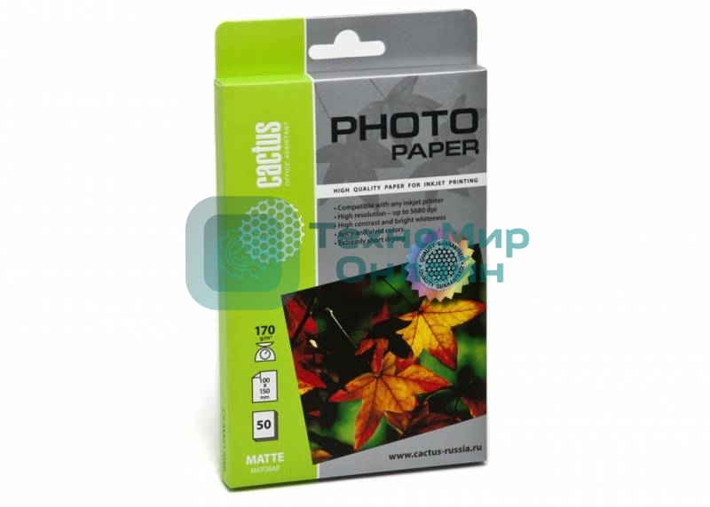 Фотобумага Cactus CS-MA617050 A6/170г/м2/50л. матовая для струйной печати