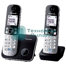 Телефон беспроводной (DECT) Panasonic KX-TG6812RU черный (труб. в компл.:2шт) АОН