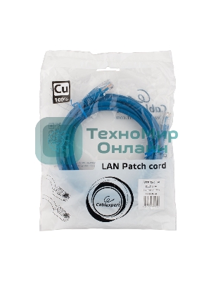 Патч-корд медный UTP Cablexpert PP10-3M/B cat.5e, 3м, литой, многожильный, синий