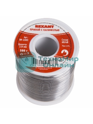 Припой с канифолью Rexant, 500 г, Ø2.0 мм, (олово 60%, свинец 40%), катушка