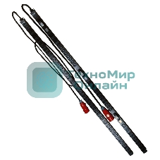 Вертикальный блок розеток, 3-фазный, 6xC19 + 24xC13, автомат и A/V-метр, 380V, 32A, шнур 2 м, IEC309