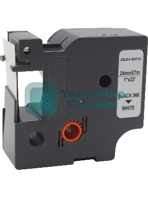 Картридж ленточный Cactus CS-D1-53713 24мм, черный шрифт, белый фон, 7м для DYMO Rhino Pro 6000, LM 500TS