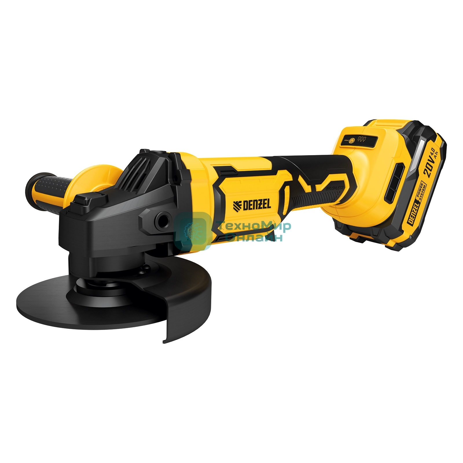 Машина шлифовальная угловая Denzel аккумуляторная бесщет. AGH-BL-20-125, Li-Ion, 20 В