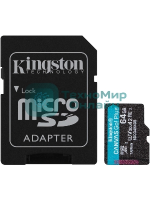 Флеш карта microSDXC 64Gb Kingston SDCG4/64Gb Canvas Go! Plus + adapter