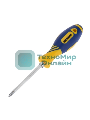 Отвертка комбинированная Rexant, двухсторонний стержень 120 мм (Крестовая PH 2, Шлицевая SL 6 мм), двухкомпонентная рукоятка