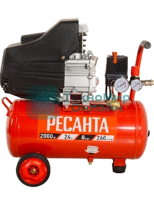 Компрессор поршневой Ресанта КП-24/260М масляный 260л/мин 24л 2000Вт красный/черный