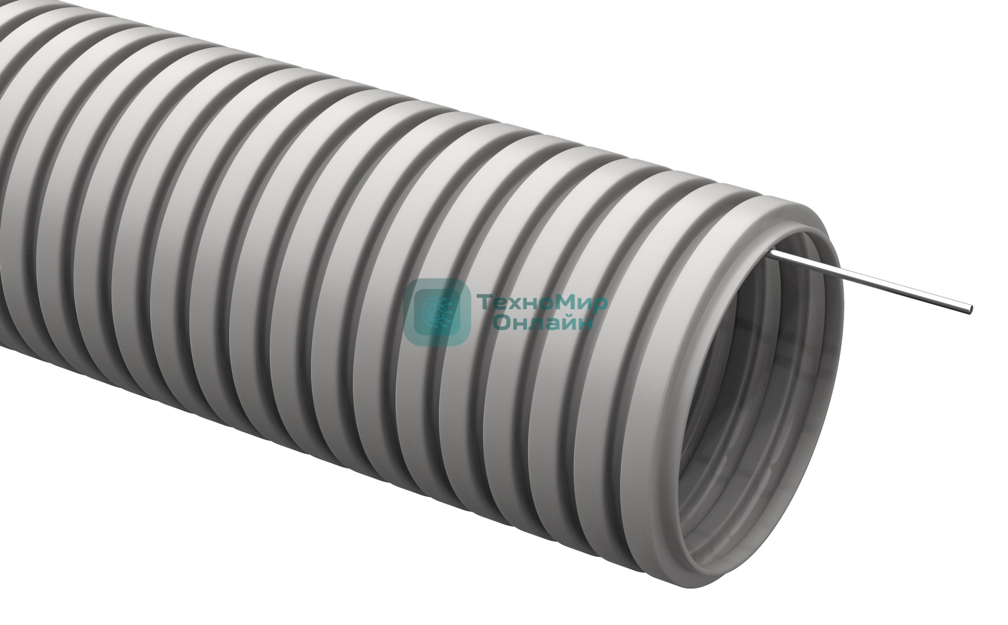 Труба гофрированная ПВХ d16 мм с зондом сер. (уп. 50 м) IEK CTG20-16-K41-050I