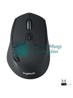 Мышь беспроводная Logitech M720 Triathlon черный, 1000 dpi, радиоканал, Bluetooth, USB, кнопки - 8