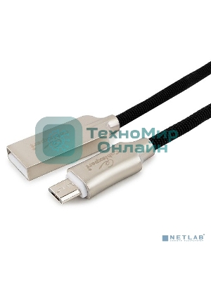 Кабель USB2.0 Cablexpert CC-P-mUSB02Bk-0.5M, AM/microB, серия Platinum, длина 0.5м, черный, блистер