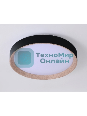 Потолочный светодиодный светильник Ambrella light FZ1324 BK/LWD черный/светлое дерево IP20 41W 3000-6400K D390*70 (ПДУ ИК)