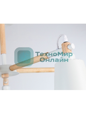 Светильник Ambrella light TR82208/5 WH/LW белый/светлое дерево E27/5 max 40W D780*430
