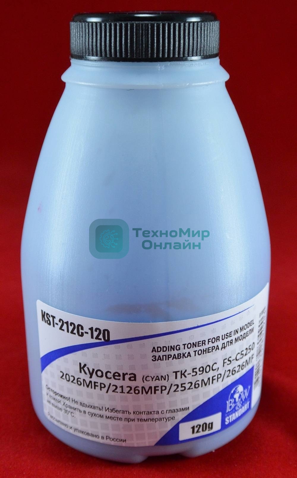 Тонер Kyocera TK-590C, FS-C5250/2026MFP/2126MFP/2526MFP/2626MF Cyan (фл. 120г) 5K B&W Standart (Tomoegawa) фас России