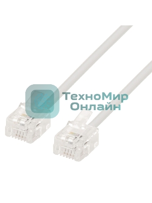 Кабель.телефонный аппарат-розетка TC6P4C-2M, 2 м