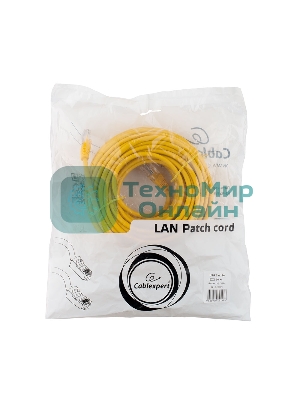 Патч-корд UTP Cablexpert PP12-20M/Y cat.5e, 20м, литой, многожильный, желтый
