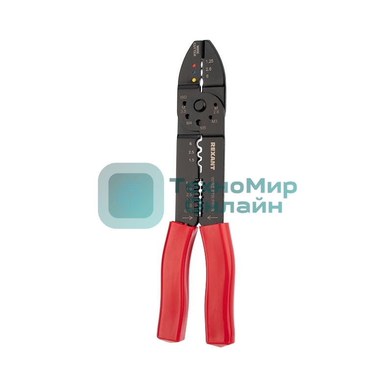 Кримпер Rexant HT-204 для обжима наконечников и зачистки проводов