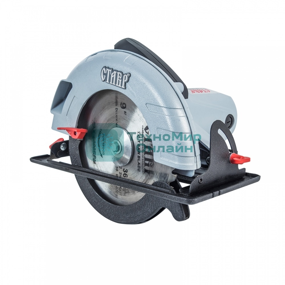 Пила дисковая Ставр ПДЭ-235/2100 (2шт) 2100 Вт, 4400 об/мин, диаметр диска 235мм, максимальная глубина пропила 87мм, угол пропила 0-45, плавный пуск, кабель 3м, диск в комплекте
