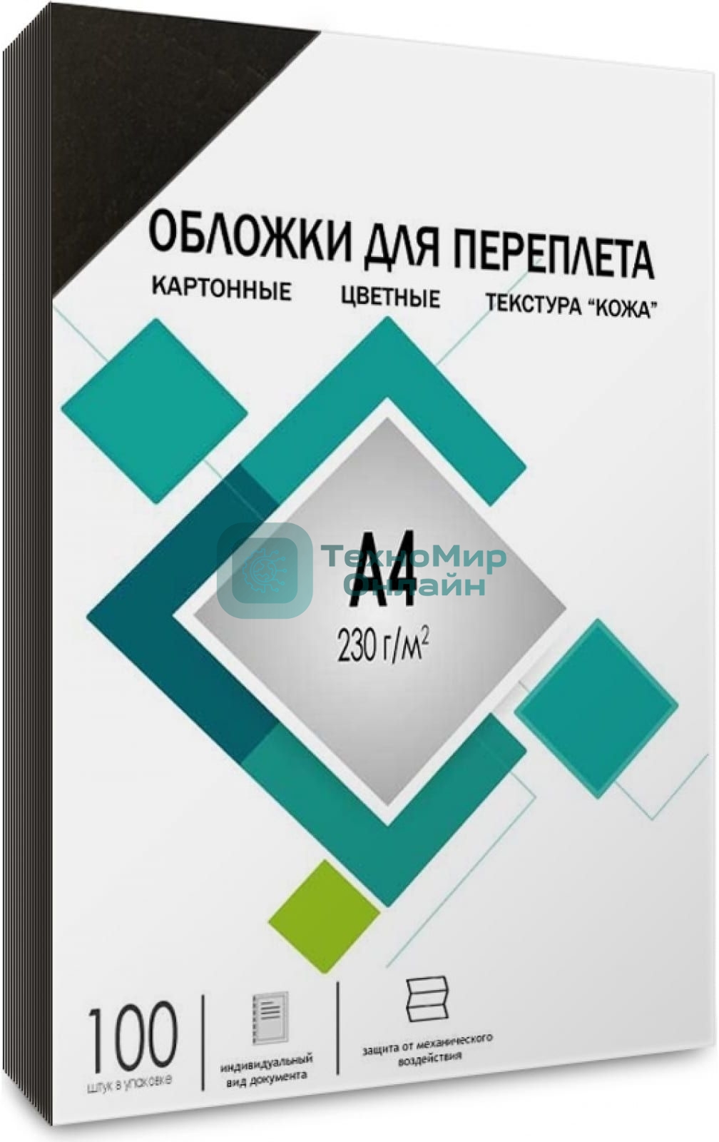 Обложки для переплета Heleos A4 230 г/м2 черный (100 шт) CCA4B