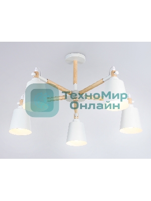 Светильник Ambrella light TR82208/5 WH/LW белый/светлое дерево E27/5 max 40W D780*430