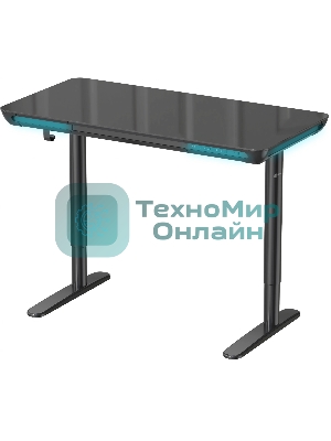 Стол компьютерный Cactus CS-EGD-BK-LED столешница закаленное стекло, черный, каркас черный