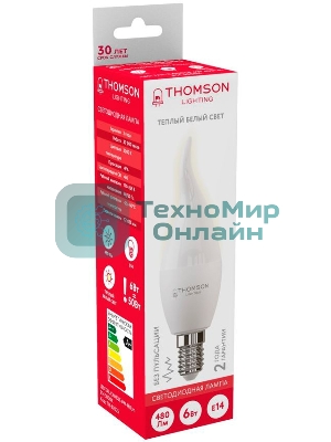 Лампа светодиодная Hiper THOMSON LED TAIL CANDLE 6W 480Lm E14 3000K TH-B2025