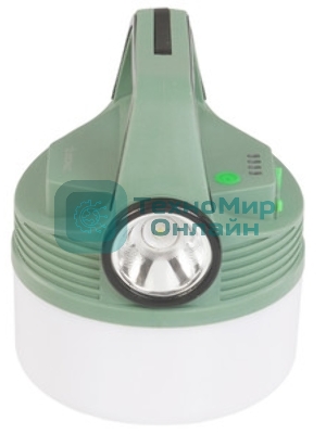 Фонарь аккумуляторный кемпинговый походный 16Вт SMD LED+3Вт LED Li-ion 18650 2400мА.ч Power-bank корпус ABS-пластик индикатор уровня заряда USB-шнур складной крючок для подвешивания матов. рассеив. КОСМОС KOC616Lit
