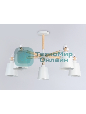 Светильник Ambrella light TR82208/5 WH/LW белый/светлое дерево E27/5 max 40W D780*430