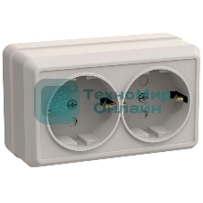 Розетка 2-м ОП Октава 16А РСш22-3-ОКм защ. шторки с заземл. IP20 крем. IEK ERO24-K33-16-DC