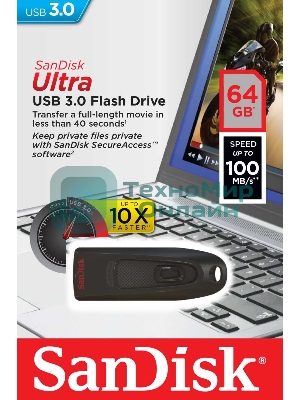 Флешка USB Sandisk 64Gb Ultra SDCZ48-064G-U46 USB 3.0 черный