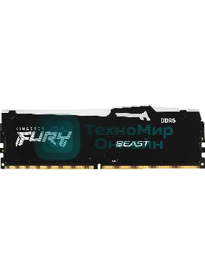 Оперативная память Kingston Fury Beast, DDR5, 16Gb (1x16GB), 6000MHz, CL36, DIMM, с радиатором, RGB, черный