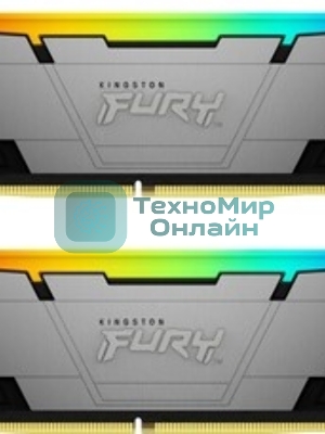 Оперативная память Kingston Fury Renegade, DDR4, 64Gb (2x32GB), 3200MHz, CL16, DIMM, радиатор, RGB, серебристый/черный