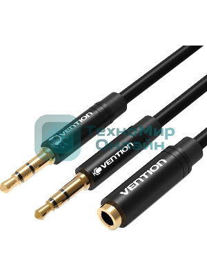 Переходник-разветвитель Vention гибкий Jack 3.5 мм F 4 pin/Jack 3.5 мм M x 2 - 1м BBDBF