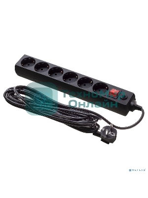 Сетевой фильтр Buro 600SH-16-5-B 5 м, 6 розеток, черный, коробка