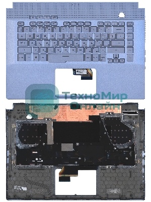 Клавиатура для ноутбука Asus ROG GU502 серебристая c подсветкой маленький энтер