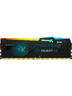 Оперативная память Kingston Fury Beast, DDR5, 16Gb (1x16GB), 6000MHz, CL36, DIMM, с радиатором, RGB, черный